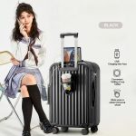 Travel bags with Cup Holder & USB Charger Luggage 28Inch - Black