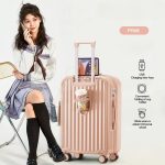 Travel bags with Cup Holder & USB Charger Luggage 28Inch - Pink