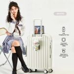 Travel bags with Cup Holder & USB Charger Luggage 28Inch - White